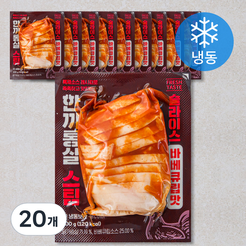 한끼통살 스팀 슬라이스 바베큐립맛 닭가슴살 (냉동), 100g, 20개