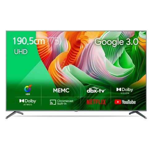 더함 4K UHD LED 구글 OS TV, 190cm(75인치), UA751UHD F8T CHIQ 2023, 스탠드형, 방문설치