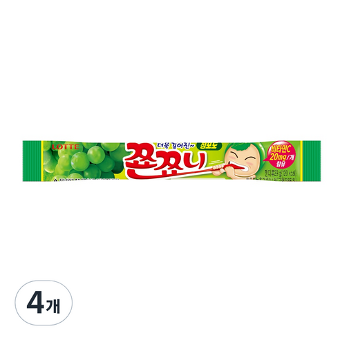 롯데제과 쬰쬬니 청포도, 29g, 4개