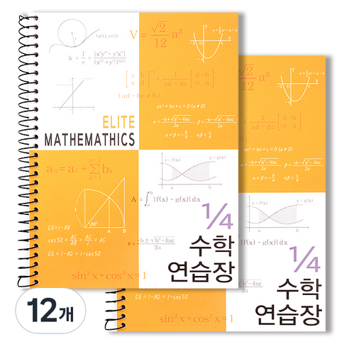 투영디자인 4분의1 엘리트 수학연습장, 머스타드, 12개