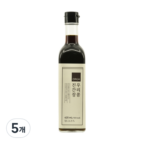 올가홀푸드 우리콩 진간장, 420ml, 5개