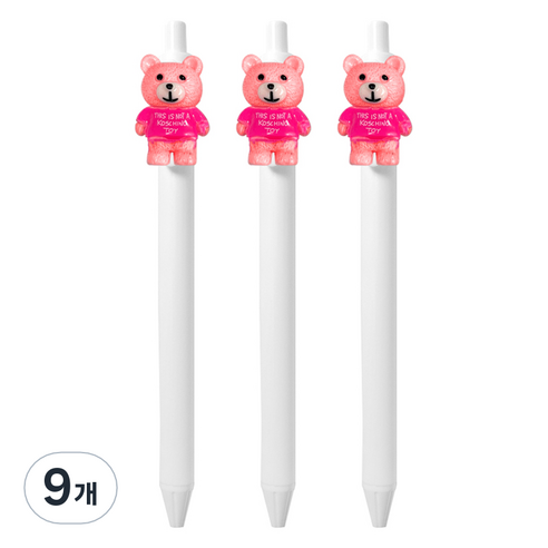 큐티파츠 젤펜 베어 0.5mm, 핑크, 9개