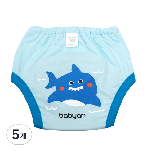 베이비앙 배변훈련팬티 5중방수, 상어, 5개