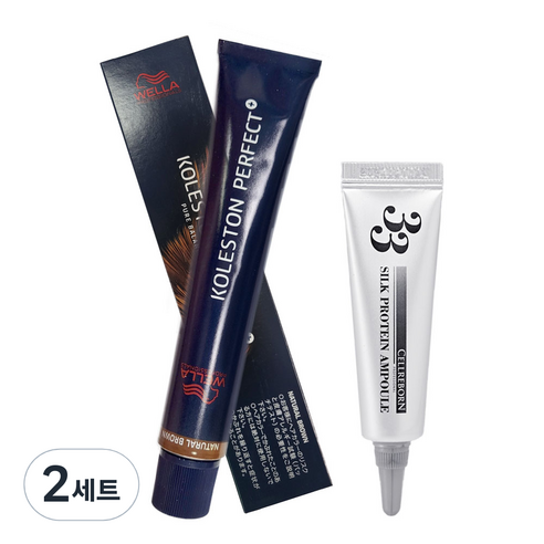 웰라 콜레스톤 퍼펙트 플러스 염색약 80g + 셀리본 33 실크 프로틴 앰플 12ml 세트, (3 / 0), 2세트
