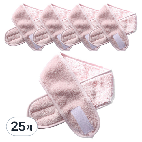에이홉 머리고정 벨크로 세안밴드, 베이비핑크, 25개
