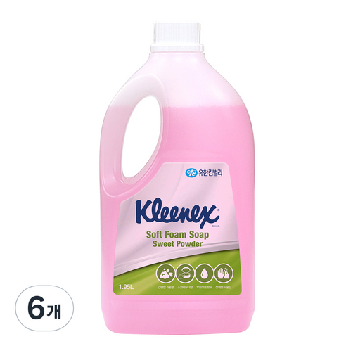 크리넥스 소프트 폼 솝 스윗파우더향, 1.95L, 6개