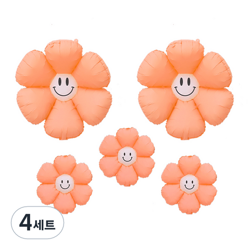 피앤비유니티 무광마카롱 스마일 데이지풍선 세트, 12, 4세트