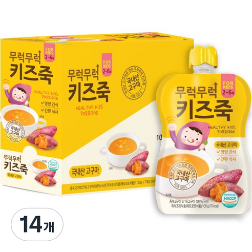 이유케어스 무럭무럭 키즈죽 100g, 고구마맛, 14개