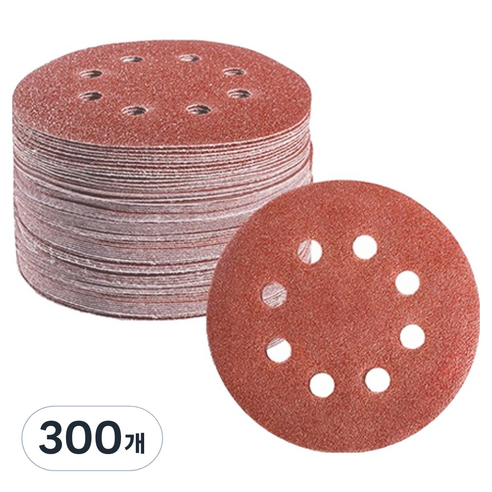 OON 원형 사포 샌딩 페이퍼 8홀 1500방 125mm, 300개