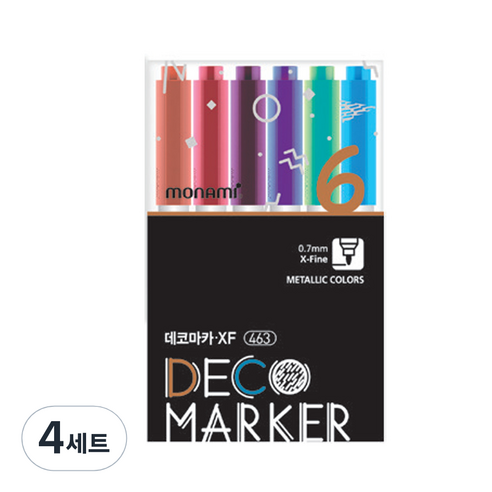 모나미 데코마카 463 가는닙 메탈 세트, 6색, 4세트
