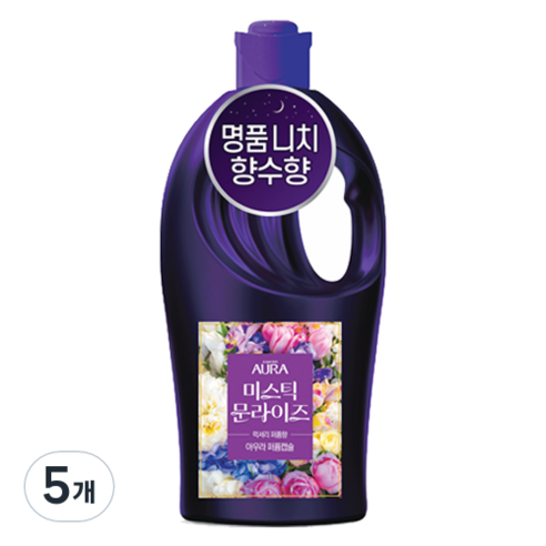 아우라 초고농축 퍼퓸캡슐 섬유유연제 미스틱문라이즈 본품, 5개, 1L