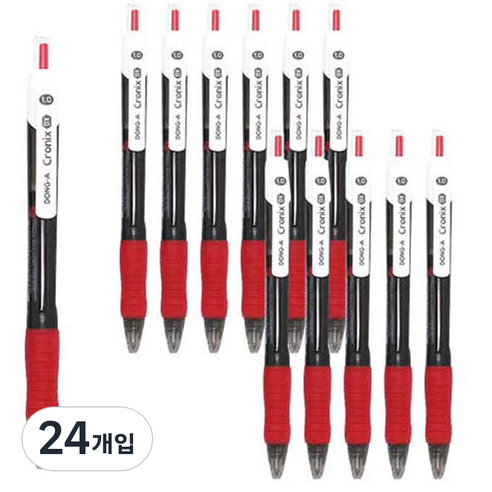 동아 크로닉스 DX 볼펜 1.0mm, 레드, 24개입