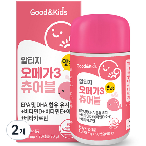 내츄럴플러스 굿앤키즈 알티지 오메가3 츄어블, 2개, 90g