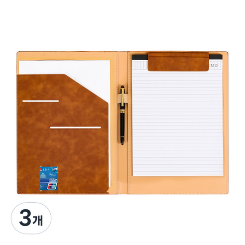 알로데 프리미엄 A4 마그넷 클립보드, TYPE 07 브라운 메모지포함, 3개