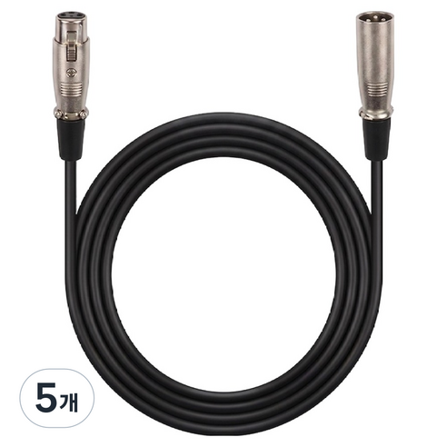 로이체 프리미엄 캐논 암수 XLR 마이크 연장 케이블, RCM-XLR2, 블랙, 5개