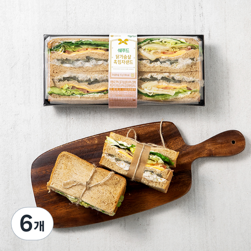 쉐푸드 닭가슴살 흑임자 샌드위치, 512g, 6개