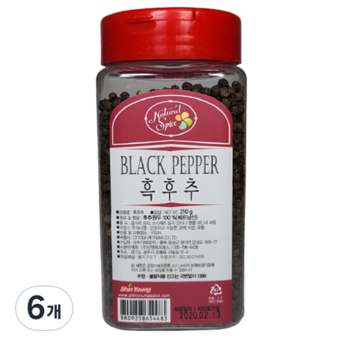 내츄럴스파이스 흑후추, 210g, 6개
