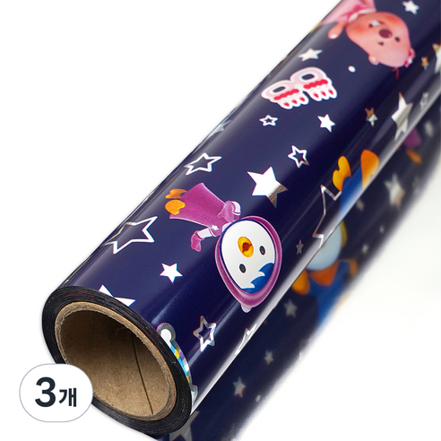 뽀로로 증착롤 포장지 중 37.5cm x 12m, 네이비, 3개
