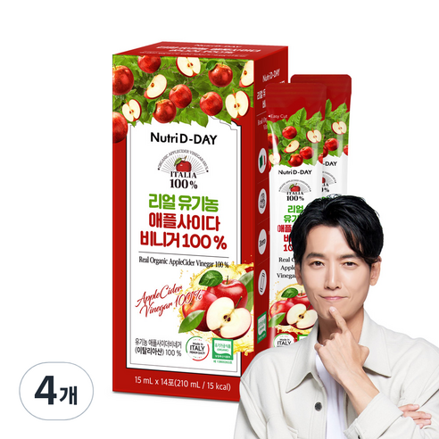 뉴트리디데이 리얼 유기농 애플사이다 비니거 14p, 210ml, 4개
