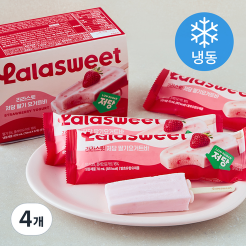 라라스윗 저당 딸기 요거트바 아이스크림 (냉동), 4개, 6개입, 70ml