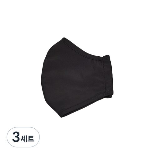 빨아쓰는 쫀쫀이 마스크 블랙 특대형 + 이어밴드, 3세트, 1개