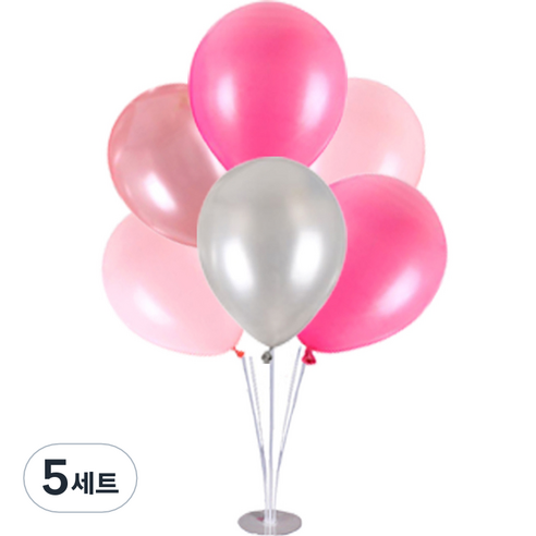 미미파티 생일 파티 풍선 6p + 멀티 스탠드 세트, 핑크, 5세트