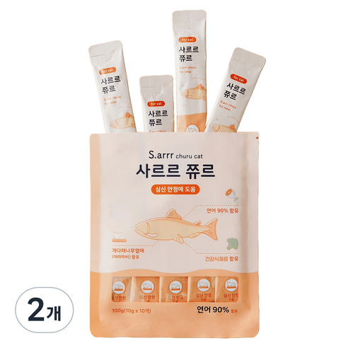 동원아르르 사르르 쮸르 짜먹는 고양이간식 심신안정, 연어, 100g, 2개