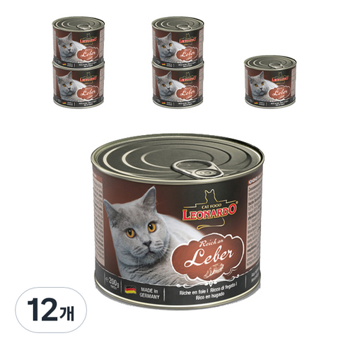 레오나르도 어덜트 고양이 리버 습식사료, 닭+칠면조, 200g, 12개
