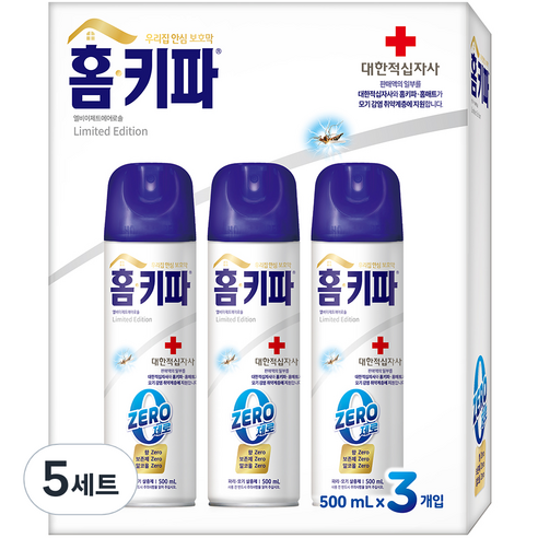 홈키파 대한적십자사 제로 에어졸 3p, 5세트, 1500ml