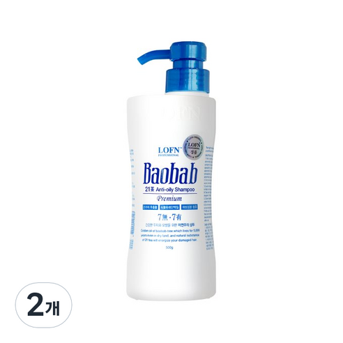 로픈 바오밥 안티오일리 프리미엄 샴푸 지성용, 500ml, 2개