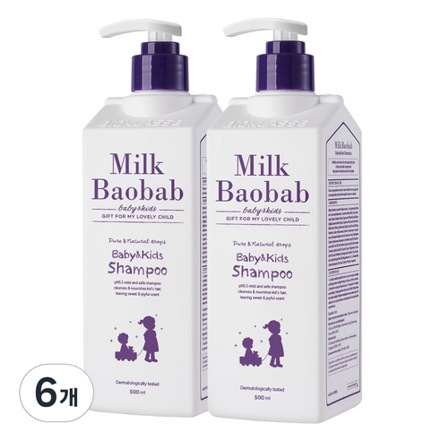 밀크바오밥 베이비&키즈 샴푸 풍선껌향, 500ml, 6개