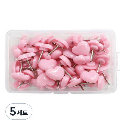 문구담 귀여운 하트모양 압정 50p 세트 핑크, 5세트