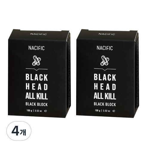 네시픽 블랙헤드 올킬 블랙 블록 클렌징 비누, 100g, 4개