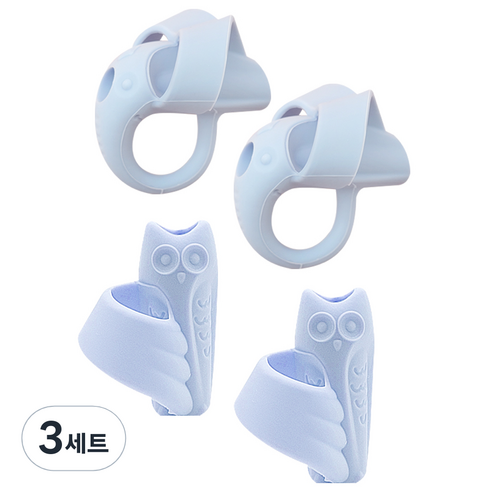 꼬사 연필교정기 코끼리 2p + 올빼미 2p, 블루, 3세트