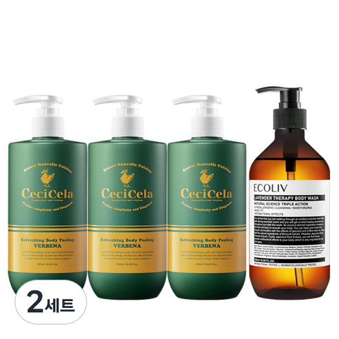 쎄씨쎌라 리프레싱 패키지 A 바디필링 버베나향 500ml x 3p + 라벤더 바디워시 500ml 세트, 2세트