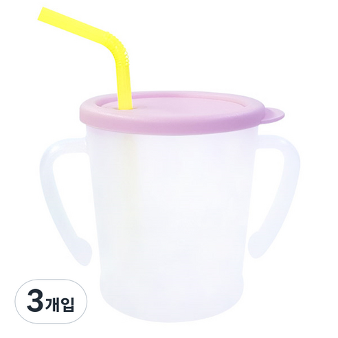 아가프라 매직빨대컵 300ml, 3개입, 라이트핑크