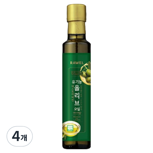 로엘 엑스트라버진 유기농 올리브 오일, 4개, 250ml