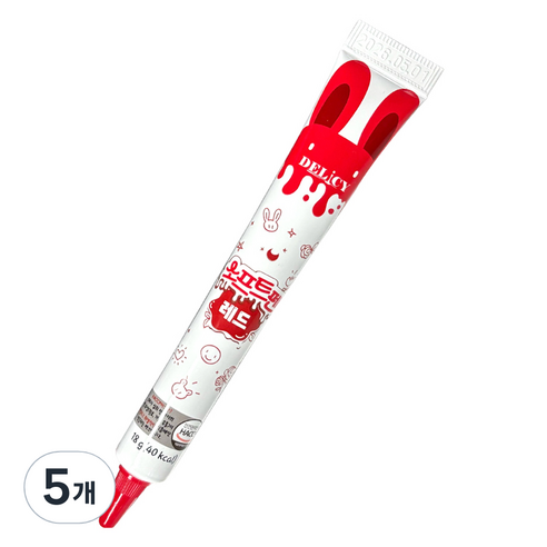 델리시 상상앤드 굳지 않는 데코 초코 크림 소프트펜 레드, 18g, 5개