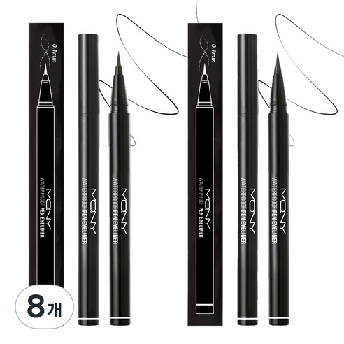 맥퀸뉴욕 워터프루프 펜아이라이너 0.6g, 딥 블랙, 8개