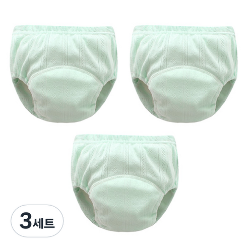 조이멀티 유아용 펀칭 단색파스텔 배변훈련팬티 3p, 그린, 3세트