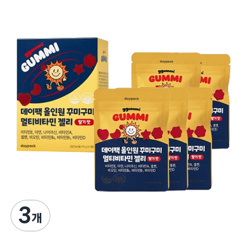 데이팩 올인원 꾸미구미 멀티비타민 젤리 5p, 210g, 3개