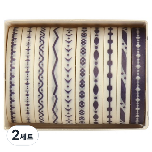 셀링뉴 아트스핀 울타리 다꾸 마스킹 종이 테이프 10종 세트 5mm x 2m, 기하학, 2세트