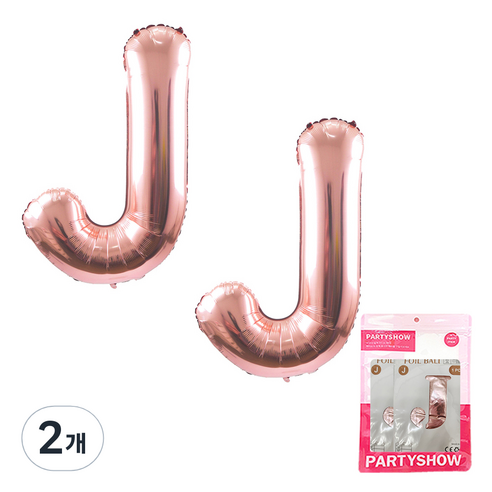 파티쇼 알파벳 은박 풍선 대 2p, 로즈골드(J), 2개