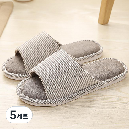 두발로 스트라이프 룸 인생 거실화, 브라운, 5세트