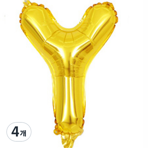 팡파티 레터링 알파벳 풍선 Y 40cm, 골드, 4개