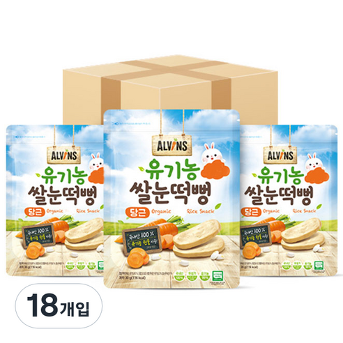 엘빈즈 유기농 쌀눈떡뻥, 당근, 18개입