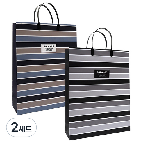 포포팬시 밸런스 PP 쇼핑백 대 2종 세트, 네이비, 블랙, 2세트