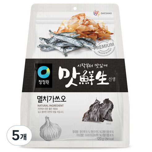 대상 청정원 맛선생 멸치가 쓰오 분말, 120g, 5개