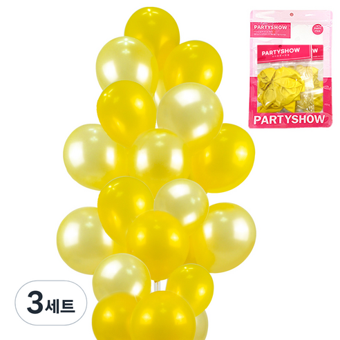 파티쇼 파티 장식 풍선 2종 x 10p 세트, 펄 옐로우, 펄 라이트옐로우, 3세트