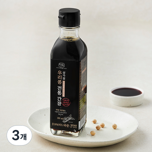 담가 전통식품 인증 우리콩 전통 간장, 180ml, 3개